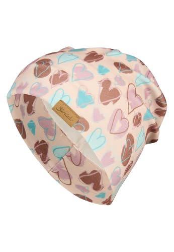 Sterntaler Beanie Herzen – Mädchen Mütze aus Soft Touch Jersey mit Herzchen-Print – 2 Tragevarianten – Weiche Übergangsmütze für Frühling und Herbst – Kinder Kopfbedeckung, zartrosa, Größe 49