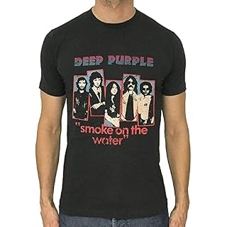 Deep Purple t-Shirt Smoke on The Water Rock Retro Men Dark Grey Shirt S to 2XL Black - Les Beatles, Paul McCartney, John Lennon, RIngo Starr, George Harrison