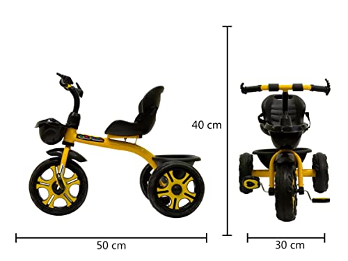 Image of Maanit Kids Tricycle with Rear & Front Basket | Comfortable Cushioned Seat with Safety Belt | Baby Trike for Boys & Girls Ages 2 to 4 Years | Sturdy & Safe Tricycle