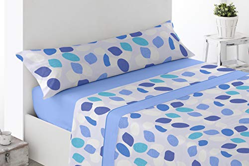 Juego de sábanas Estampadas de Microfibra Transpirable Mod. Zajar (Disponible en Varios tamaños y Colores) (Azul, Cama de 105 cm (105_x_190/200 cm)) Cover