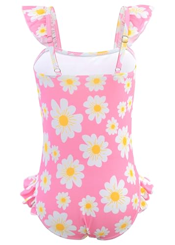Image of DAXIANG Girls One Piece Ruffle Strap Swimsuit Quick Dry Mermaid Swimwear Beach Sport Bathing Suit for Toddler Kids 4-11 Years