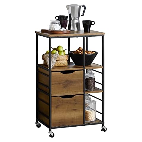 SoBuy Vintage Serving Trolley with Drawers Cover