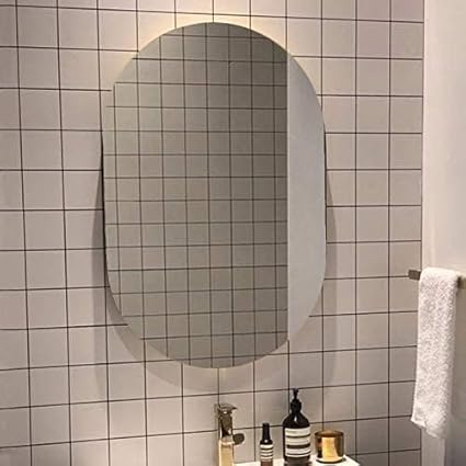 Ammar Glass Capsule Frameless Decorative Wall Mount Mirror | Size 24 X 36 Inch | Bathroom Mirror, Vanity Mirror, Living Room Mirror, Or Bedroom Mirror | Non-Bevelled Mirror | Made in India | NBCAP2436