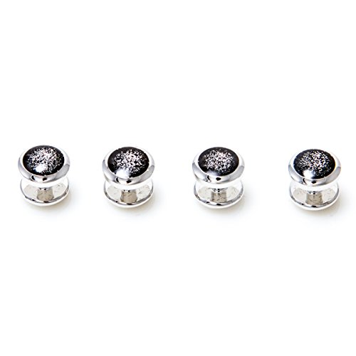 Mrcuff Black Diamond Dust Formal Set Tuxedo Cufflinks & Studs Set In A Presentation Gift Box & Polishing Cloth #TOP3