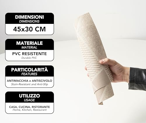 IPEA Tovagliette Americane Eleganti 45 x 30 cm per Cena, Pranzo, Colazione - 6 Unità - Tovaglietta Lavabile, Resistente al Calore, Antiscivolo, Antimacchia per Tavolo della Cucina e Sala - Beige - immagine 5