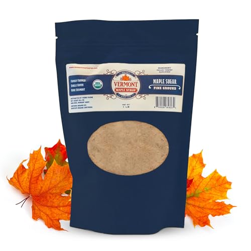Vermont Maple Syrup's Organic Fine Granulated Vermont Maple Sugar, 1 lb - Subtle Maple Syrup Sweetness, Perfect Sugar Substitute for Baking, Coffee, and Oatmeal