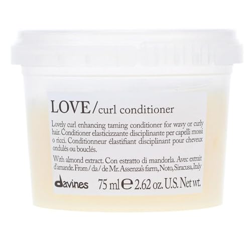 Davines LOVE Curl Conditioner Enhancing Taming Protein-Rich Formula for Wavy and Curly Hair - Elasticizing Treatment Gives Softness & Volume with Almond Extract Travel Size 2.54 Fl Oz