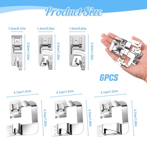 Miniatura 2 de Set De 6 Prensatelas De Acero Inoxidable Para Máquina De Coser - Dobladillos Y Bordes Precisos - Compatible Con Brother Singer Janome Toyota