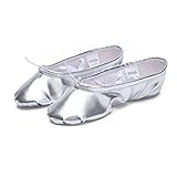 Zapatos de baile de cuero para bailar zapatos de yoga para gimnasia bailarinas planas de suela completa para niños, niños pequeños y adultos (color: plata, tamaño: 37)