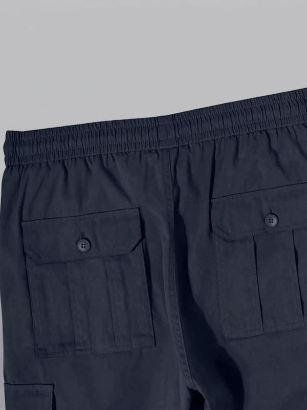 Image of Men's Casual Cargo Pants | Regular Fit Multi-Pocket Trousers-