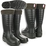Molti Botas de goma para hombre, impermeables, botas altas de lluvia, capa térmica, tallas 39-46, verde oscuro, 46 EU