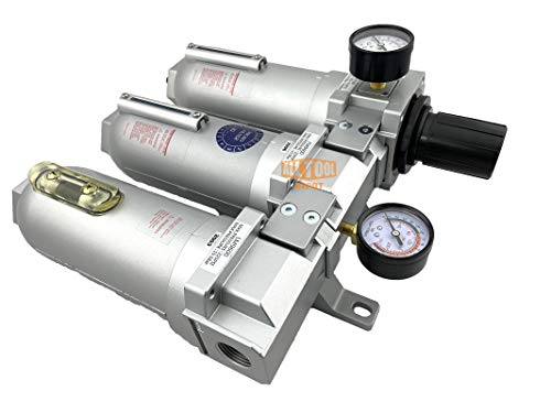 1" NPT SUPER DUTY Industrial Grade Filter Regulator Coalescing Desiccant Dryer System For Compressed Air Lines, Metal Bowls, Great For Paint Spray And Plasma Cutter (AUTO DRAIN)