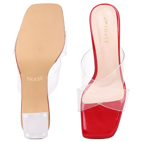 Image of TRASE Transparent Cross Strap Block Heels for Women Stylish | Fashionable Heel Sandals for Girls | Elegant & Formal Footwear