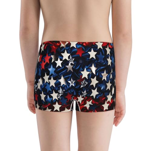 Boys' Cotton Boxer Brief Soft Underwear-Red Blue White Stars3