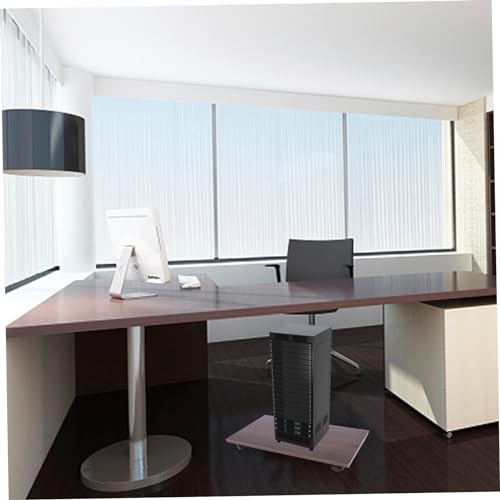 Soporte para CPU de madera natural con ruedas y tornillos para torre de computadora, soporte móvil para computadora con fácil montaje y estructura estable miniatura 4
