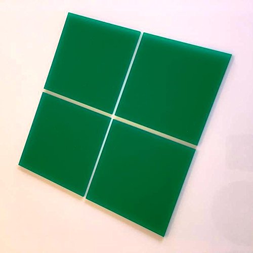 Square Acrylic Mirror Tiles, 3mm - Green - Pack of Ten - 7cm x 7cm