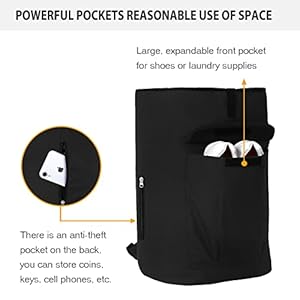 Laundry Bag Backpack Extra Large, Heavy Duty Laundry Bag with Straps and Belt for College Students, Portable Laundry Backpack for Dorm Room, Waterproof Laundry Bags for Traveling (Black) Laundry Bag Backpack Extra Large Heavy Duty Laundry Bag with Straps and Belt for College Students Portable Laundry Backpack for Dorm Room Waterproof Laundry Bags for Traveling Black