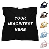 Plmoknijb Custom Bandanas for Women Men Customized Bandana Silk Feeling Neck Scarf Handkerchief Scarves 18 Inch Black
