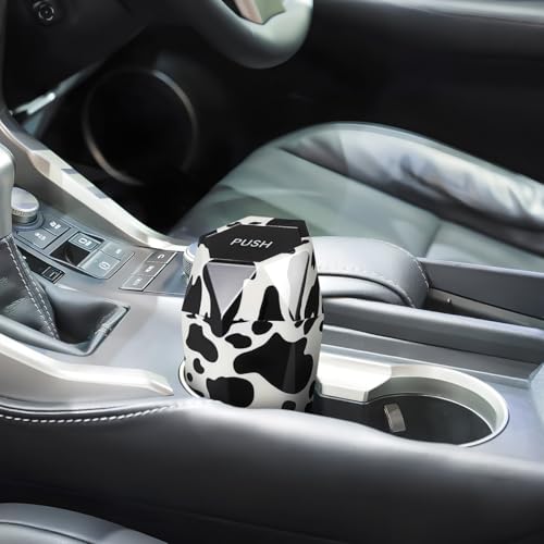 Image of Holibanna Car Trash can with Lid Compact Mini Garbage Bin for Vehicle Interior Cow Print Portable Auto Trash Container 7.87X3.54X3.54In