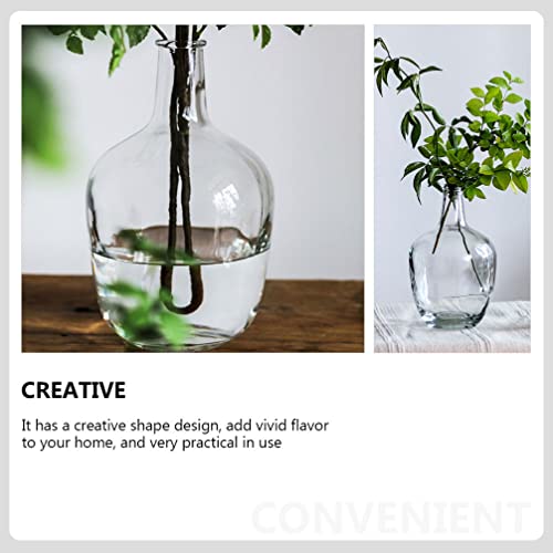 Healifty Vaso de vidro transparente grande com balão de flores de chão vaso redondo grande para deco