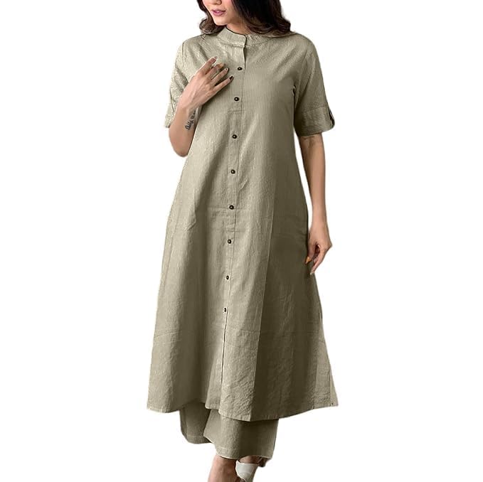 Image of Avayayat Women's Coft Cottan Lining Design | Night Suit Set with Pyjama | Women Cord Set | Women Two-Piece Outfits | Summer Wear | Night Suit Set of Shirt & Pyjama