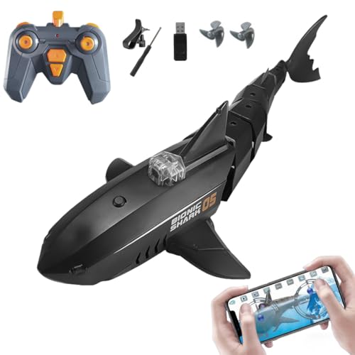 CyplayMach 2,4 G RC Shark & Python avec caméra pour piscine, bateau RC contrôlé par application avec double vis, télécommande sous-marine pour adultes