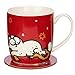 Puckator XMUGC12, Set Tazza e Sottobicchiere Natalizia in Porcellana - Simon's Cat