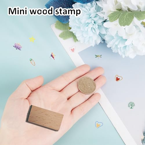 CRASPIRE Pentagram Star Wooden Rubber Stamp 3/5 Inch Pattern Mini Small Wood Stamps Reusable Vintage Print for DIY Craft Card Scrapbooking Journaling Albums Card Making Planner Envelope Photo - Image 4