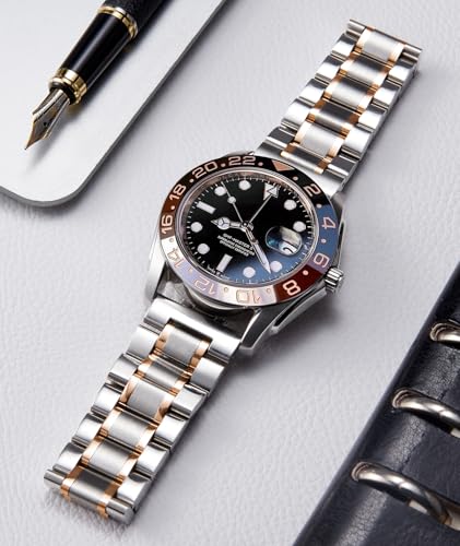 Image of BINLUN Stainless Steel Watch Bands 12mm-24mm Universal Metal Replacement Watch Straps SmartWatch Bracelets Links Straight & Curved Ends Men Women 6 Colors