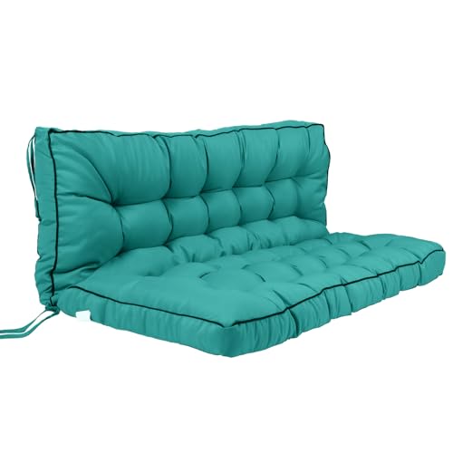 rlosqvee Outside Benches Cushion with Backrest, Thicken Waterproof Swing Cushions 2/3 Seater Replacement, Porch Swing Cushions Outdoor (Lake Blue, 70"x40")