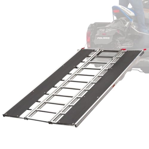 Black Ice Extra-Long Snowmobile Ramp with Wide Glides 1 500 lb. Capacity Aluminum Folding for Trucks and Trailers
