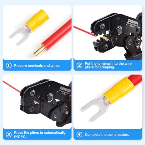 300 Pcs Yellow 12-10 AWG Insulated Fork Spade U-Type Wire Connector Electrical Crimp Terminal - Thumbnail 5