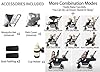 Rexhan Twin Baby Pram, 2 in 1 Foldable Double Baby Buggy, Reclining Tandem Pushchair, Twin All in One Stroller, Newborns, Toddlers, 0-4 Years, Aluminium Frame, Lightweight