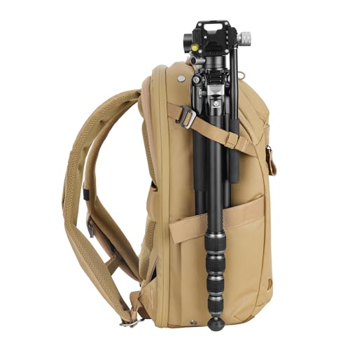 Image of VANGUARD VEO Metro B20L Camera & Everyday Backpack (Beige) - Fits 70-200mm Attached, 14 inch Laptop Storage, Convertible Daypack Design, Carry-On Ready