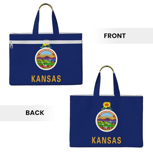 Kansas State Flag Canvas Document Bag Briefcase For Professionals And Executives3
