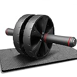 Fácil de instalar AB Roller Entrenador abdominal GYM Equipo Dos Y Allí Rueda Musculación Ejercicio Hogar Deporte Abdomen Fitness (Negro2)