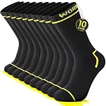 FALARY Mens Work Socks Size 9-12 UK Multipack Thermal Work Socks For Men 9-11 Heavy Duty 10 Pairs Black Sports Boot Mens Running Trainer Athletic Tennis Cotton