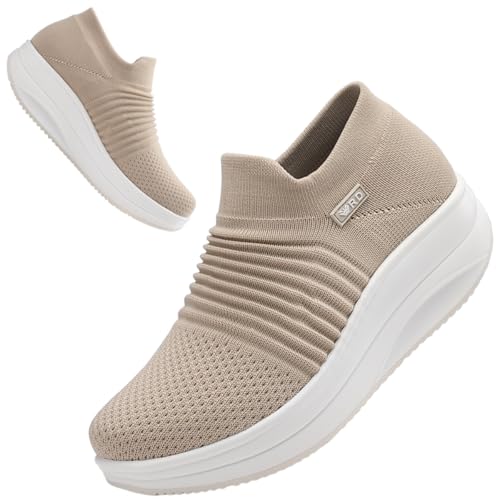 Image of Walking Shoes for Women Slip On Nurse Slip Resistant Work Sock Sneakers Food Service Platform Comfortable Weight Light