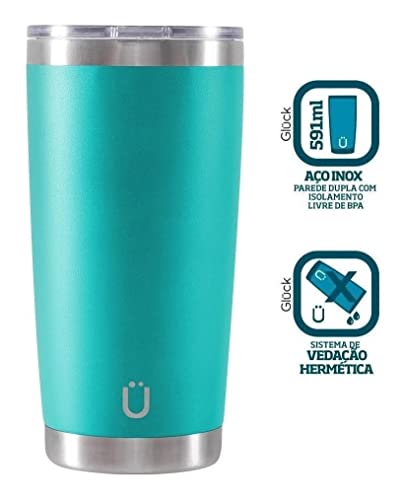 Copo térmico Gelado e Quente com tampa 591 ml Lucky - Gluck Cor:Titanium