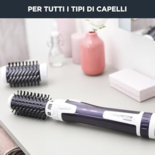 Rowenta CF9530 Brush Activ Volume&Shine Spazzola Rotante e Asciugante per Volume, 1000 W, per Capelli Corti e Lunghi, Styler con 2 Spazzole in Ceramica, Doppio Generatore di Ioni per Capelli Lucenti