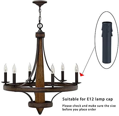 12Pcs 4"Tall Chandelier Candle Covers, Black Candle Sleeve, Candle Socket Covers, Chandeliers Base Accessories, Thick Plastic Chandelier Parts, Flame Retardant Materials,Fit To Most Chandeliers #TOP3