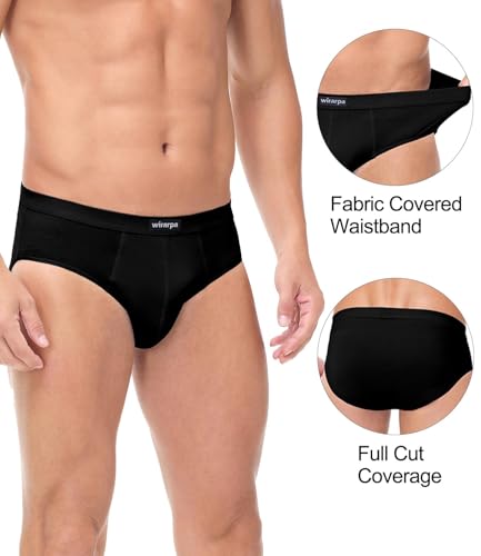 wirarpa Men's Underwear Cotton Stretch Briefs Covered Waistband Underpants No Fly 4 Pack2