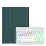 Backlit Keyboard Case for iPad 2018 2017 9.7 inch 6th/5th Gen, iPad Air＆Air2, iPad Pro 9.7" Case with Keyboard Backlight Magnetic Detachable Keyboard Cute Candy Color Case,DarkGreen+White