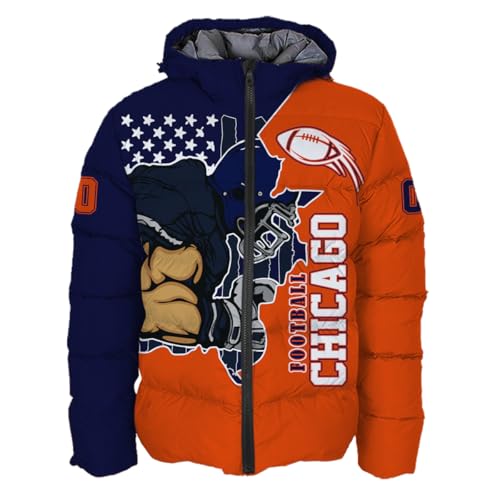 Chicago Men Football Custom Puffer Coat Add Any Name Number Lightweight Water-Resistant Winter Windproof Zipper Down Jacket S-5XL Chicago Men Football Custom Puffer Coat Add Any Name Number Lightweight Water-Resistant Winter Windproof Zipper Down Jacket S-5XL