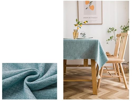 Nappe rectangle bleu clair aspect lin facile à nettoyer - 3