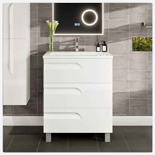 Eviva Joy 28 in. White Single Sink Bath Vanity with Porcelain Top and Integrated Sink