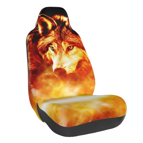 Housse de siège avant pour voiture look loup en feu pour trajets quotidiens et roadtrips
