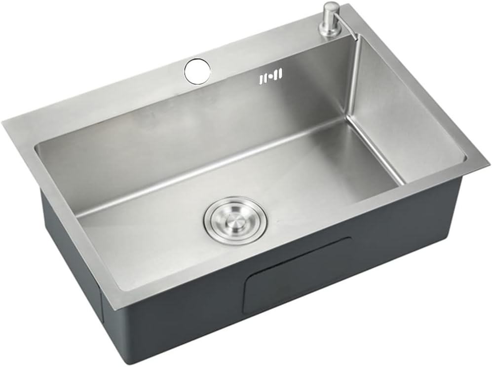 Single Bowl Kitchen Bar Kitchen Sink Wet Bar & Prep Kitchen Sink Silver Stainless Steel Sink with Drain and Drain Unit Top Mount or Undermount