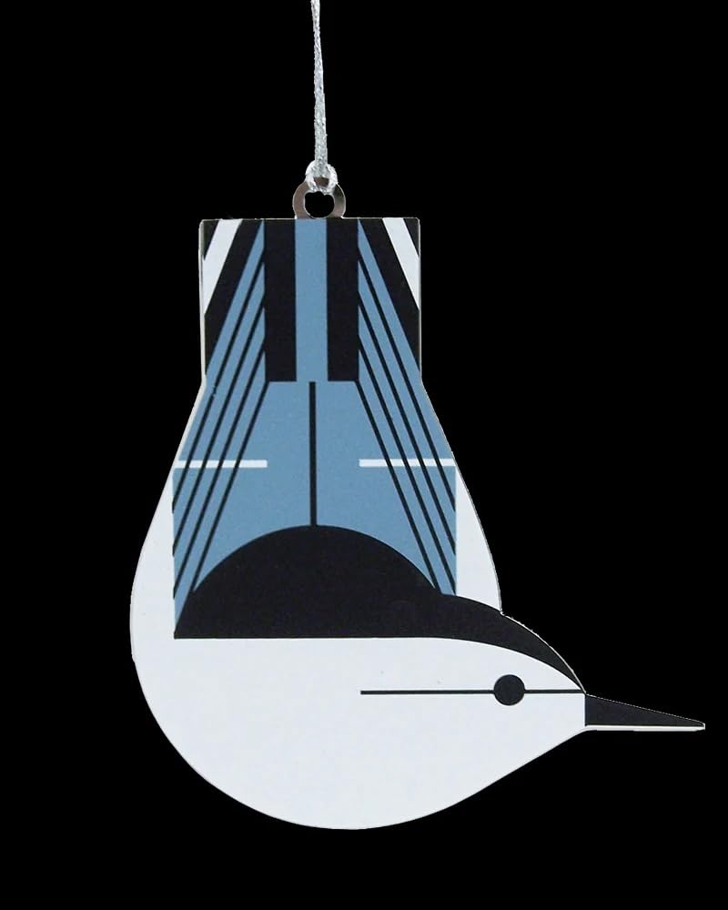 Charley Harper Ornaments Brass White-Breasted Nuthatch Christmas Decorations Adornment