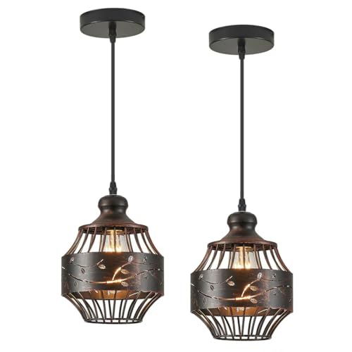 YLONG-ZS Modern Farmhouse Pendant Light Fixture,Island Lights for Kitchen,Mini Pendant Lighting for for Living Room, Bedroom Hallway,Dark Bronze Finish,2PK YLC15-2Brown